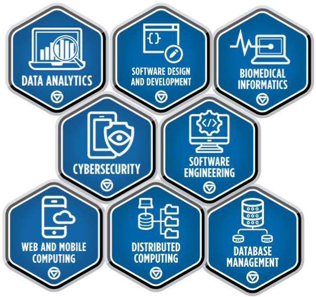 Cluster of GVSU Computing Badges